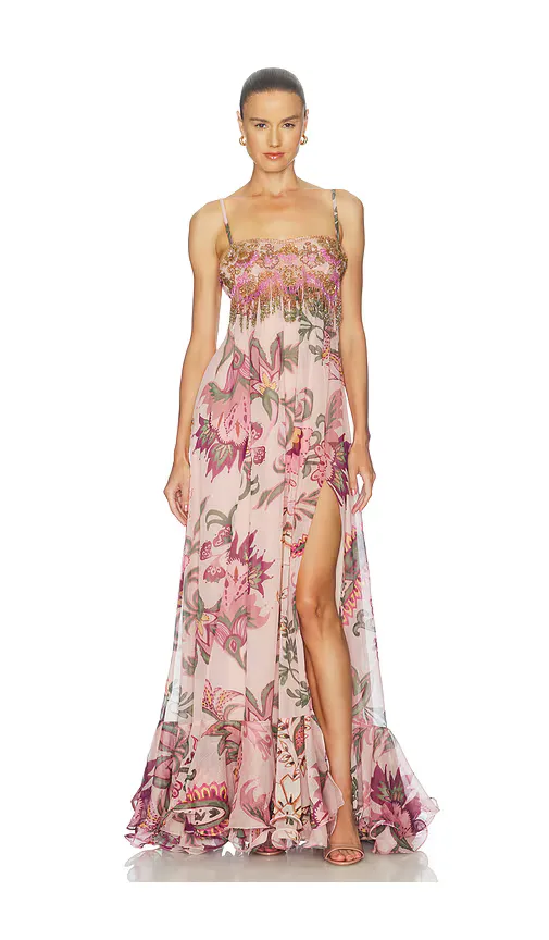 Boho Printed Flowing Slip Gown by PatBO