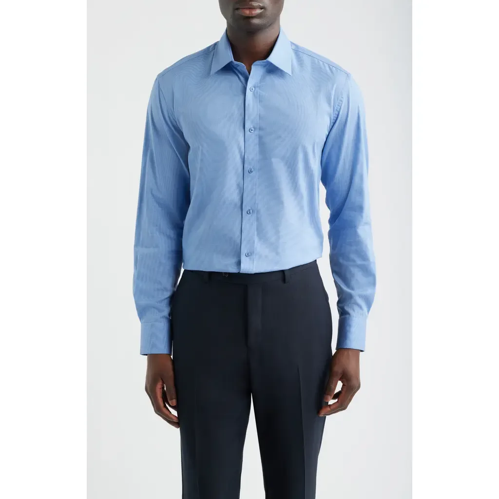 Paris Modern Fit Blue Micropattern Cotton Dress Shirt by DANIEL HECHTER
