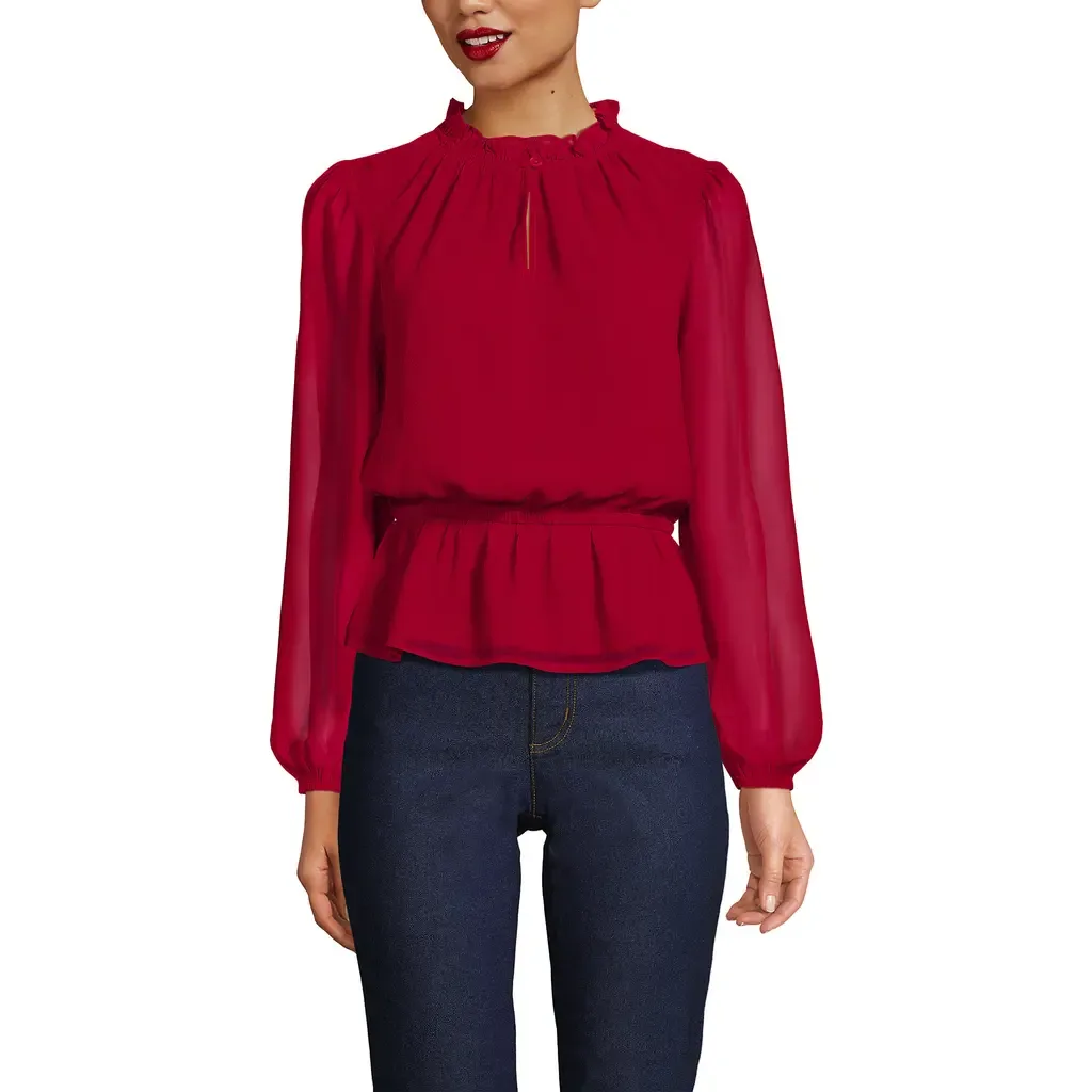 Chiffon Peplum Top by Lands' End