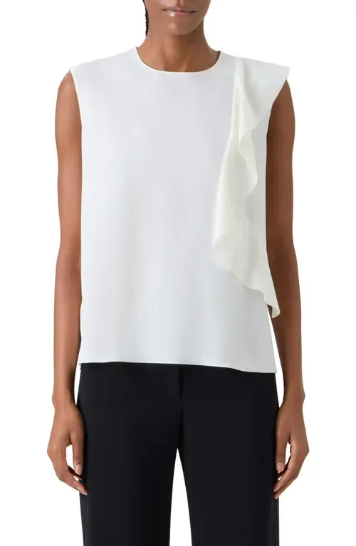 Asymmetric Ruffle Laser Cut Crepe Top by Akris punto