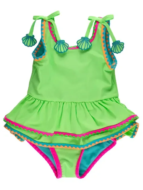 UPF50+ Crochet Detail Peplum One Piece Swimsuit by RuffleButts