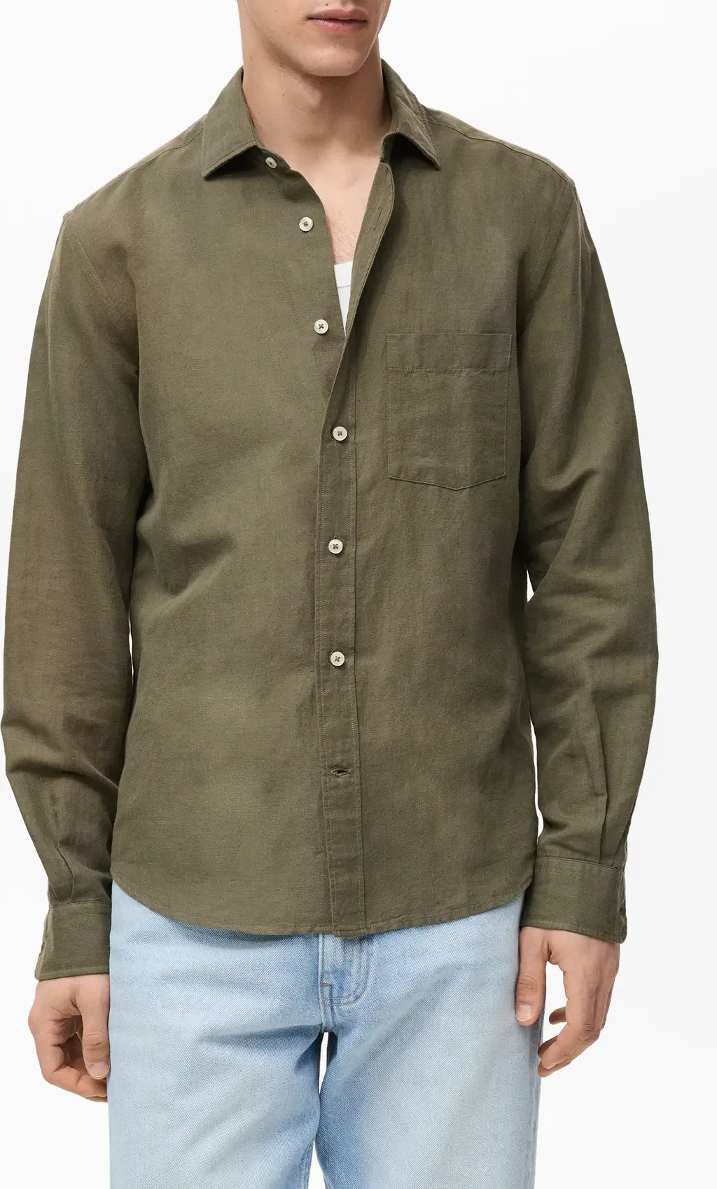 Classic Fit Linen & Cotton Button-Up Shirt