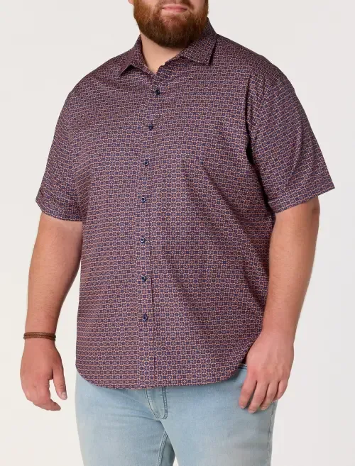 Geometric Dot Print Sport Shirt by Synrgy by DXL