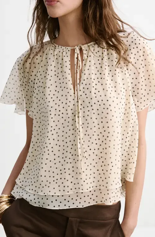 Polka Dot Woven Shirt by MANGO