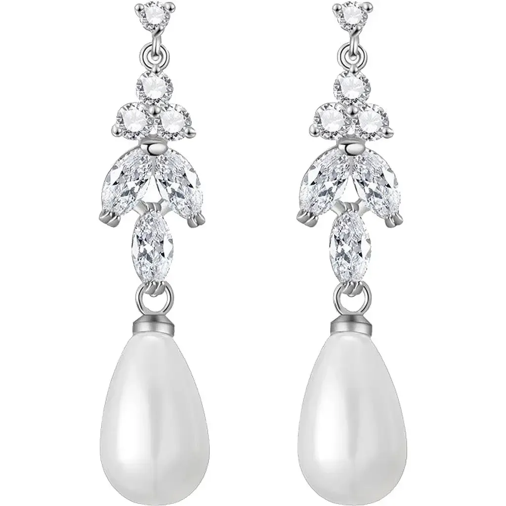 Leo Pearl and Crystal Drop Earrings by Untamed Petals
