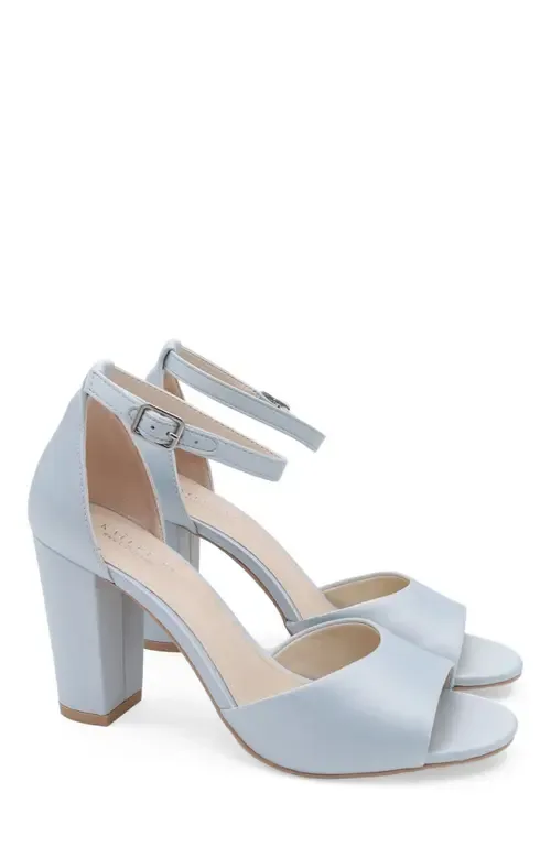 Sasha Satin Block Heel Wedding Sandals by Kailee P