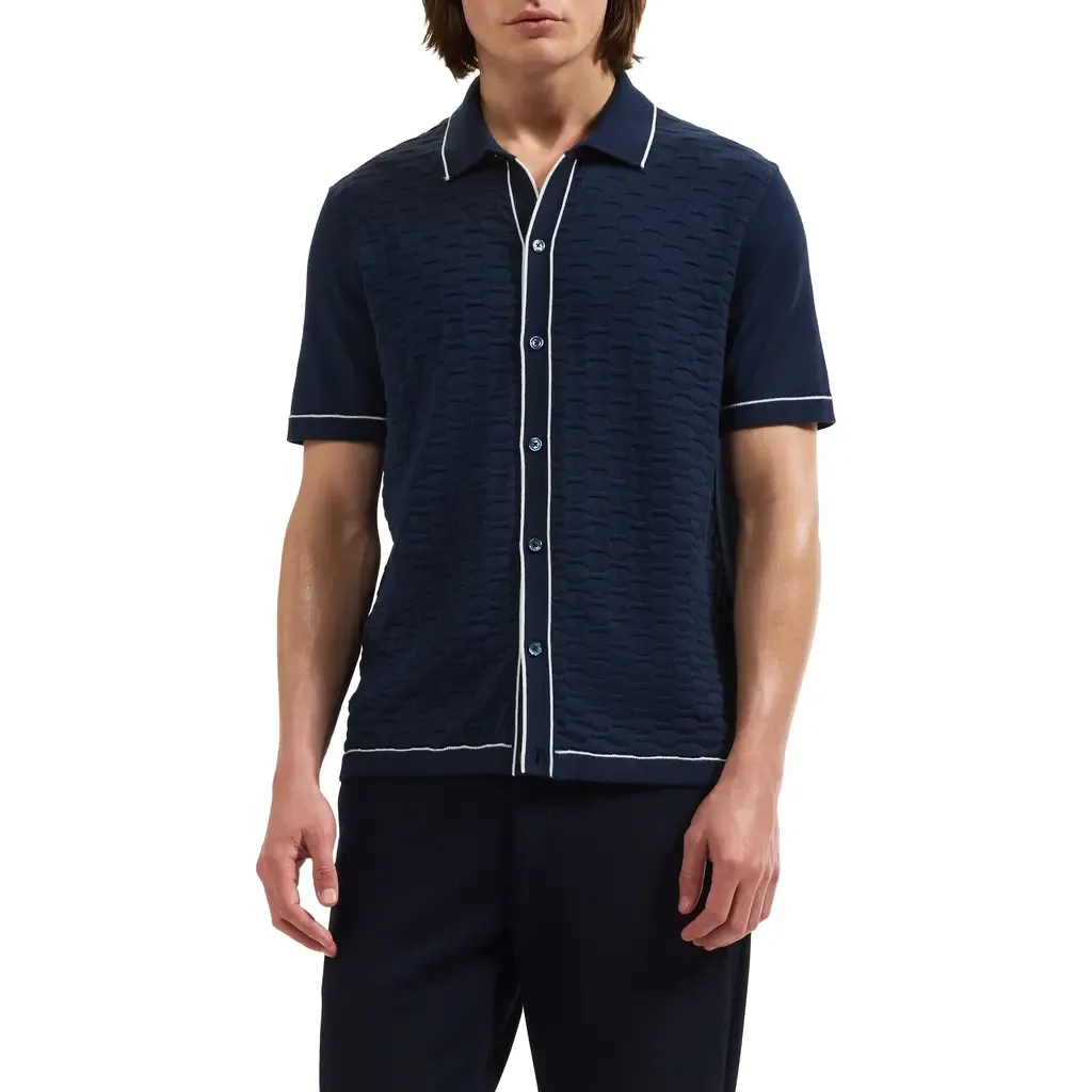 Short Sleeve Full Button Sweater by Bugatchi