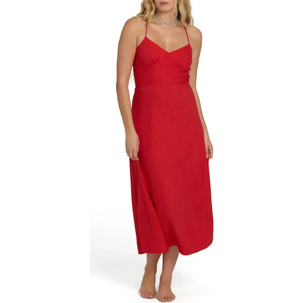 Take It Back Cotton Blend Midi Sundress by Billabong
