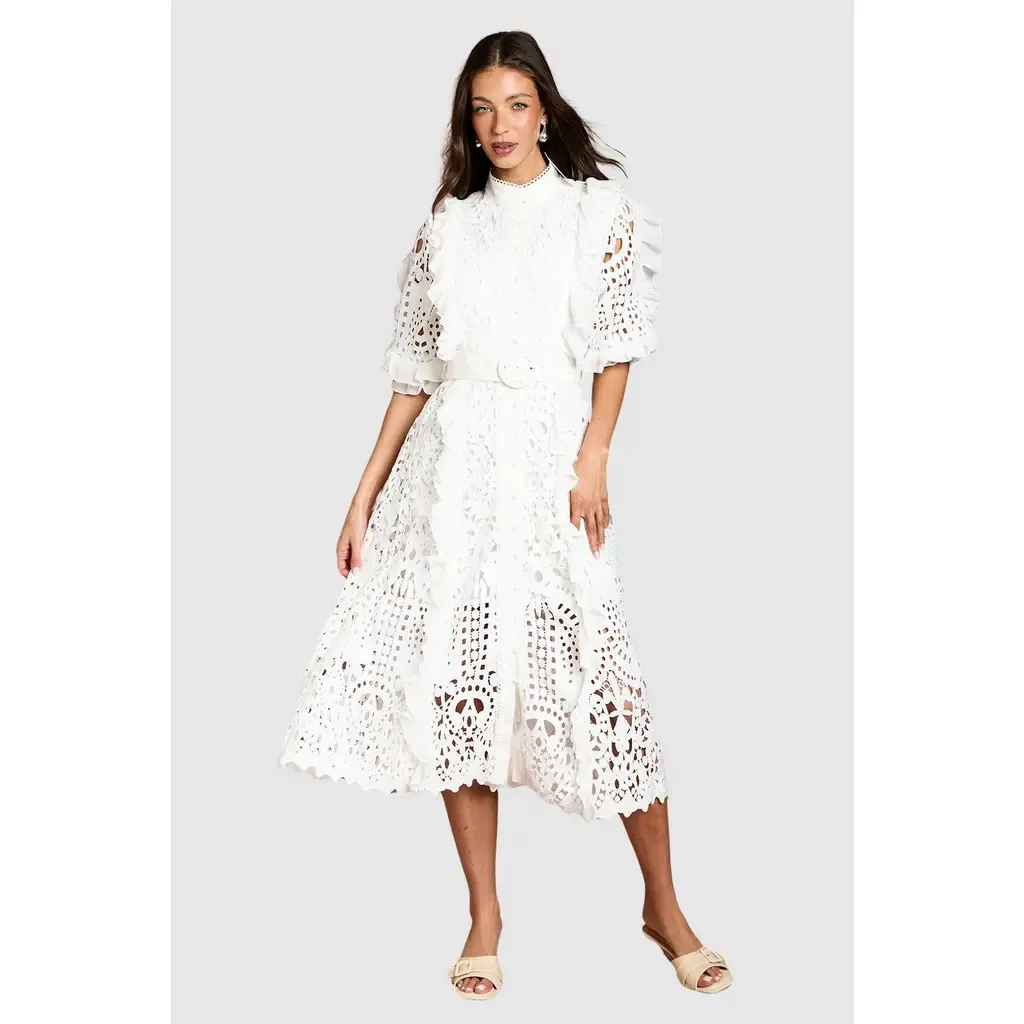 Lace Ruffle Belted Shirt Dress by Coast