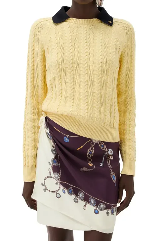 Cable Stitch Polo Sweater by Versace