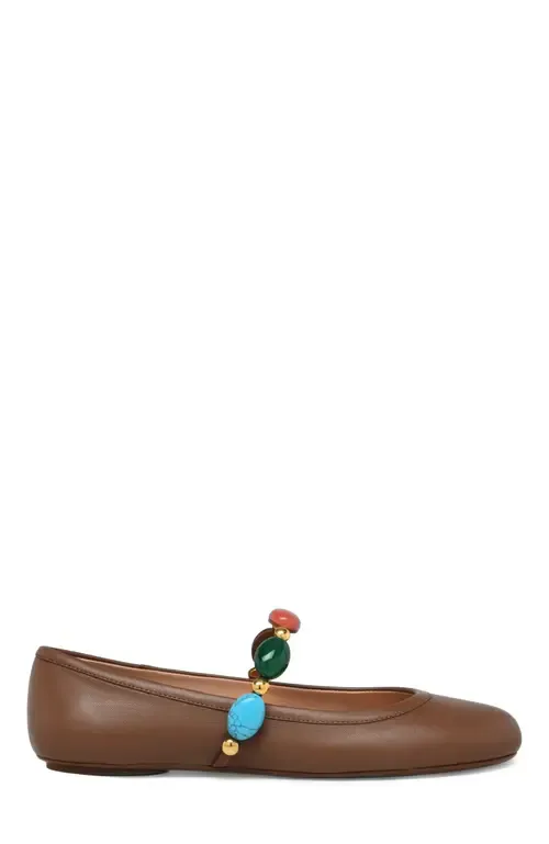 Shanti Mary Jane Ballerina in Brown Leather by Gianvito Rossi