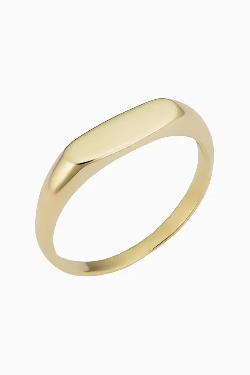 14K Yellow Gold Florence Linear Signet Ring by Oradina