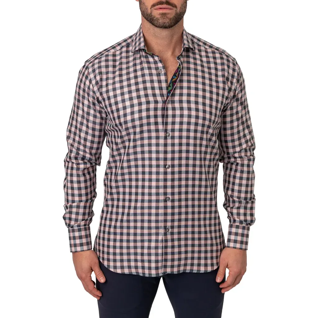 Einstein Squares White Regular Fit Plaid Button-Up Shirt by Maceoo