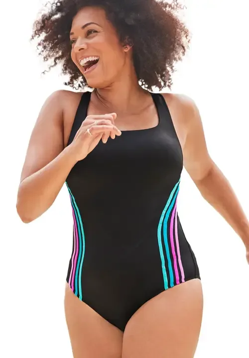 Chlorine Resistant Strappy Crossback One Piece Swimsuit by Swimsuits for All