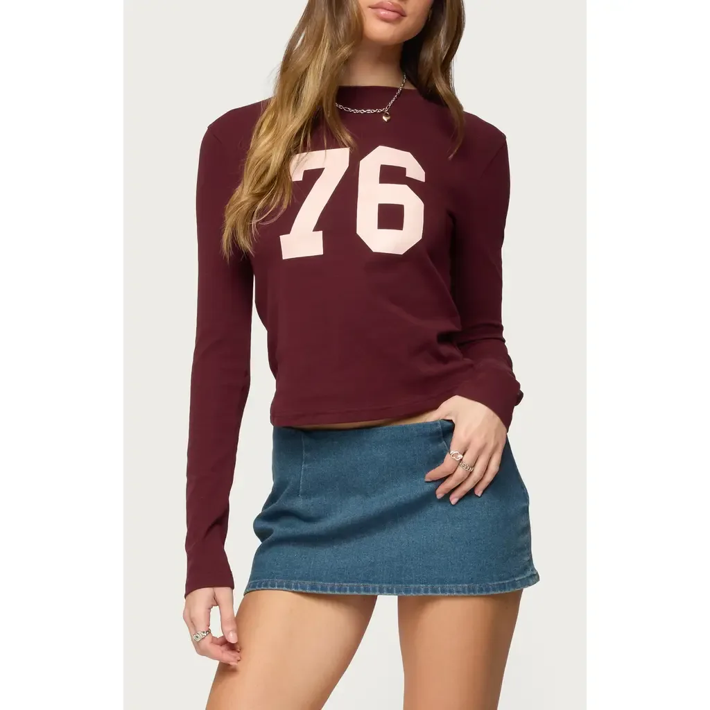 76 Stretch Cotton Graphic T-Shirt by EDIKTED