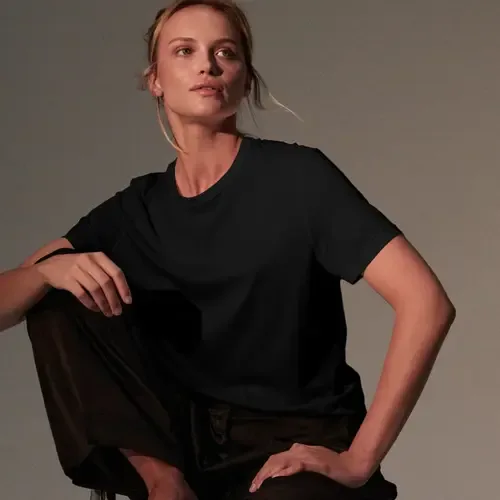 Lyocell Cotton Short Sleeve Semi Relaxed Crewneck T-Shirt by Majestic Filatures