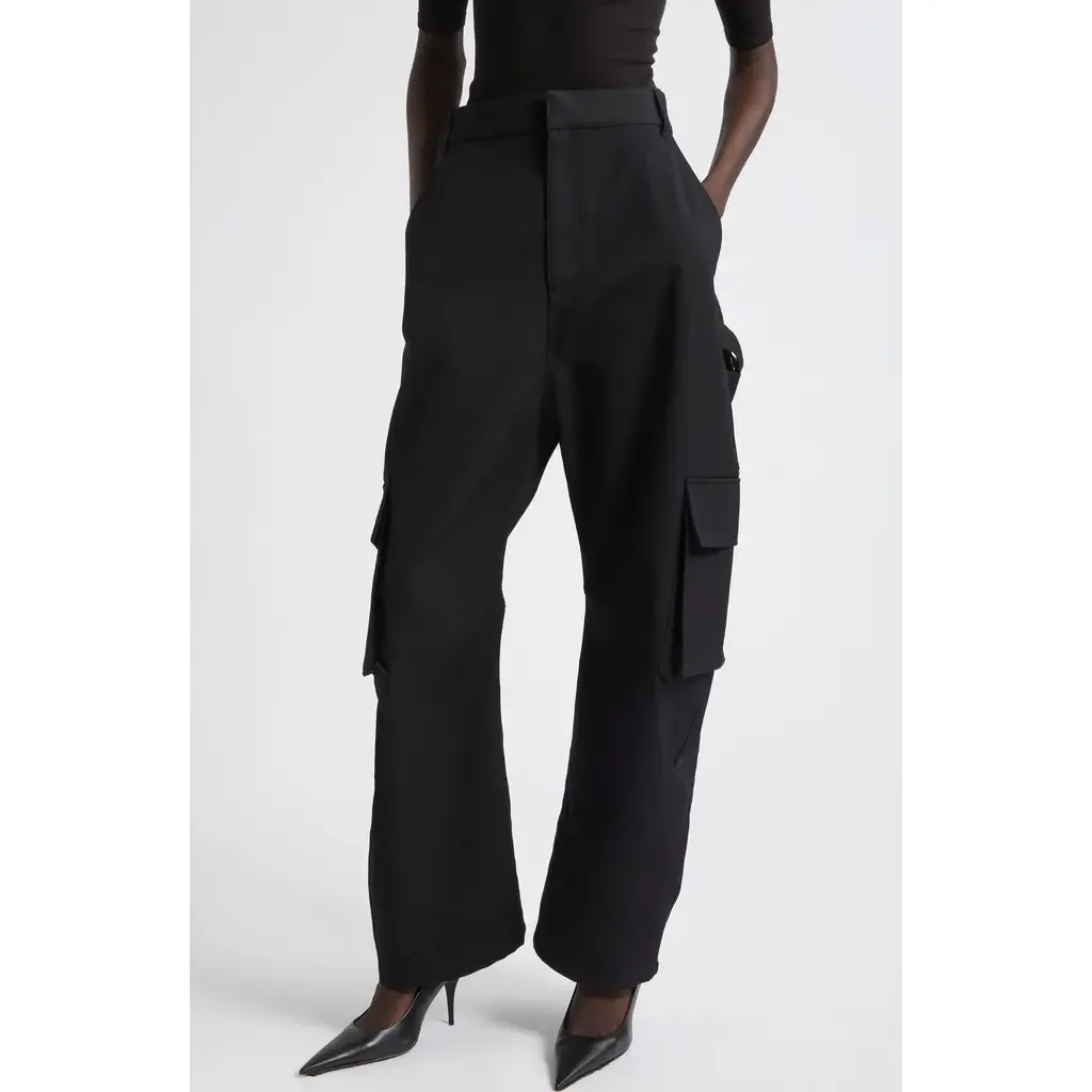 High Waist Wool Barrel Leg Cargo Pants by Balenciaga