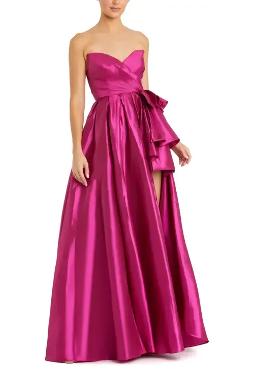 Strapless Taffeta Gown with Ruffle Detail by Mac Duggal