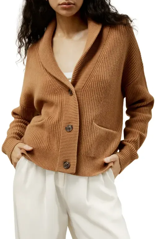 Wool Knit Shawl Collar Cardigan by Lilysilk