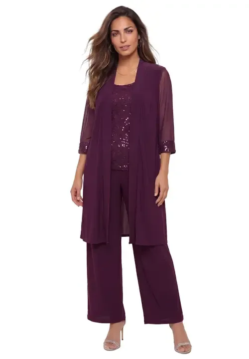 3 Piece Knit Embellished Pant Set by Roaman's
