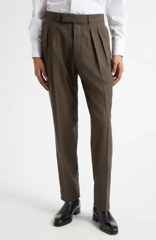 Fresco New Double Pleat Mohair, Wool & Linen Blend Pants by TOM FORD