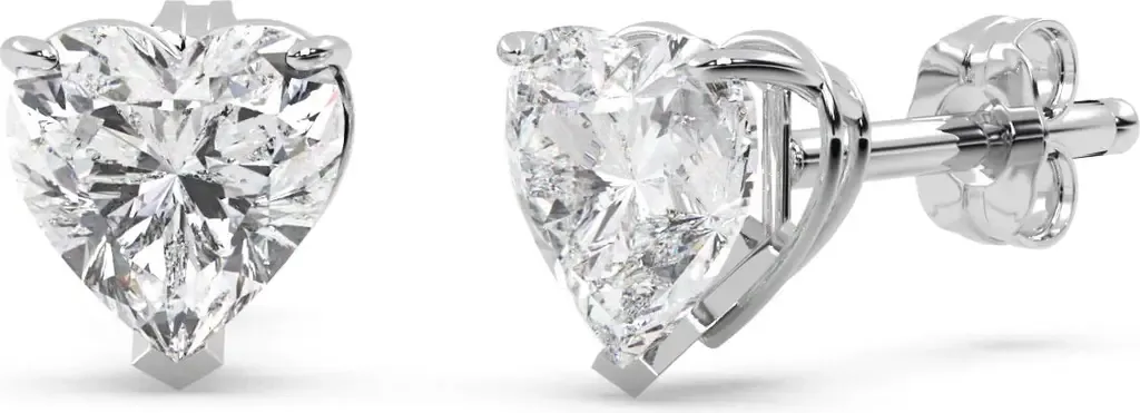 1.50ct Heart-Cut Lab Diamond Stud Earrings 14kt by ALLUREZ