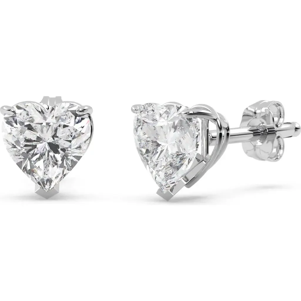 1.50ct Heart-Cut Lab Diamond Stud Earrings 14kt by ALLUREZ
