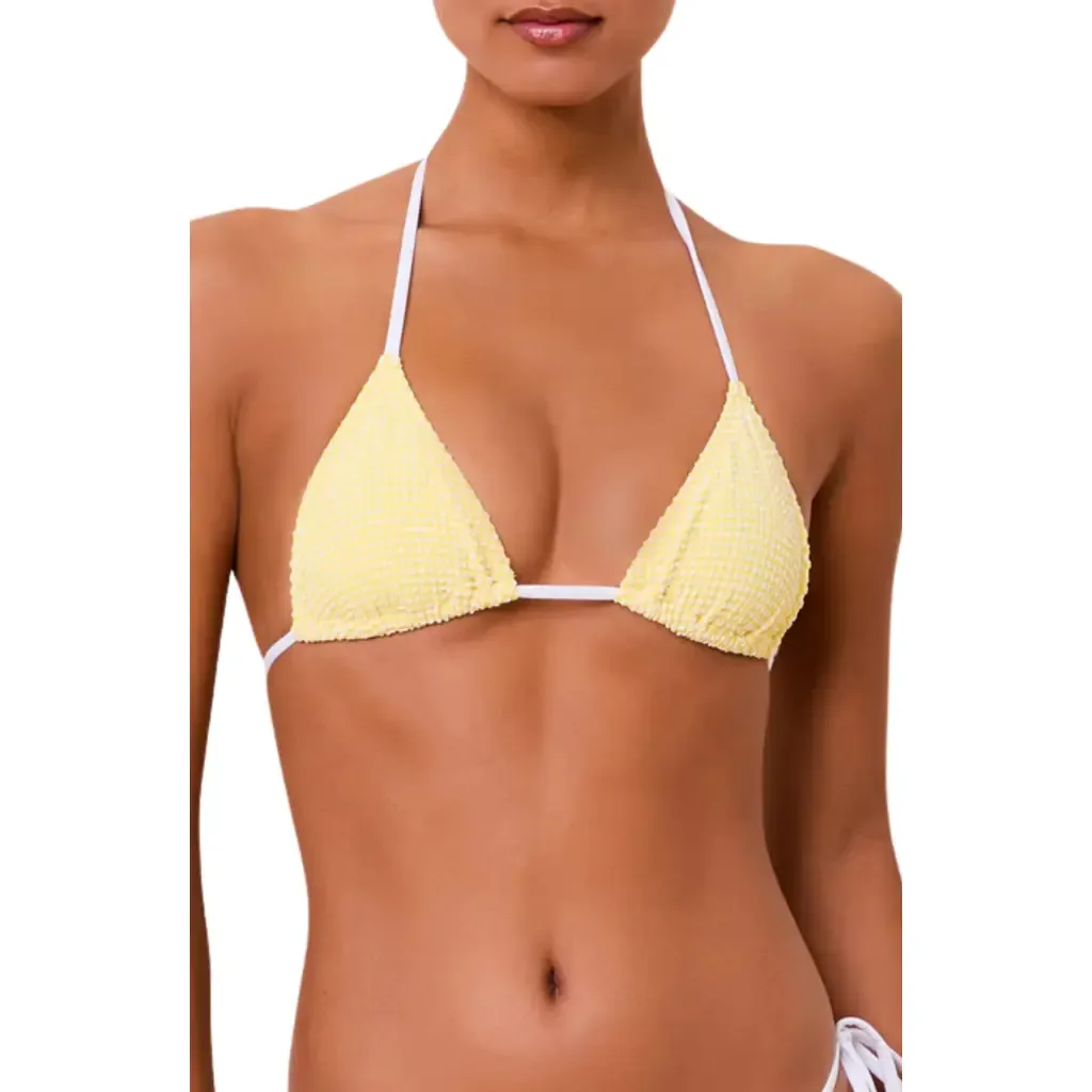 The Iris Gingham Triangle Bikini Top by Solid & Striped