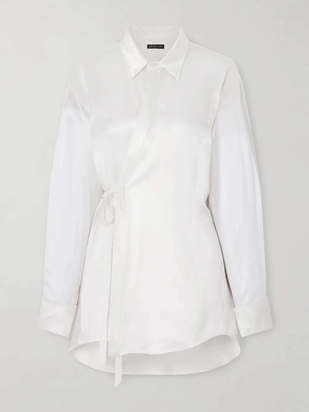 - Tie-detailed Crystal-embellished Silk-blend Satin Blouse -