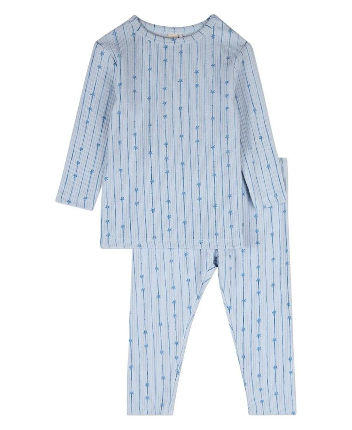 Star Light, Star Bright Long-Sleeve Pointelle Stripe Top and Pants, 2-Piece Set by Memoi