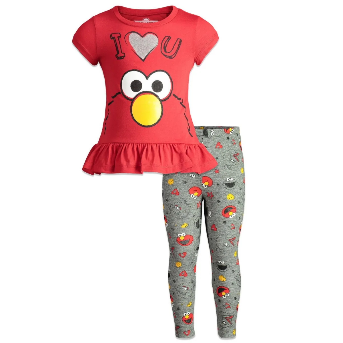 Elmo Bird Cookie Monster T-Shirt and Leggings Outfit Set by Sesame Street