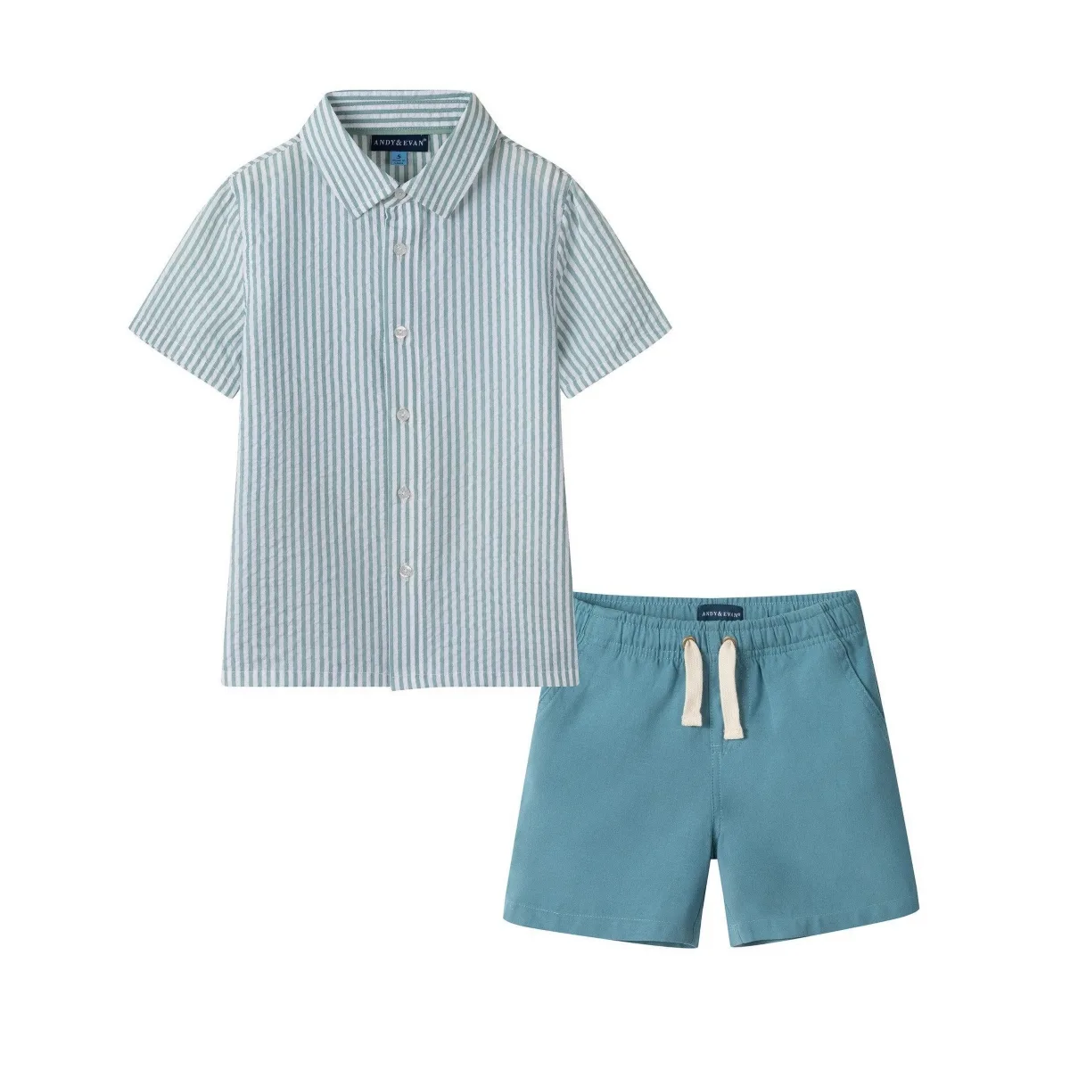 Striped Buttondown and Linen Shorts Set by Andy & Evan
