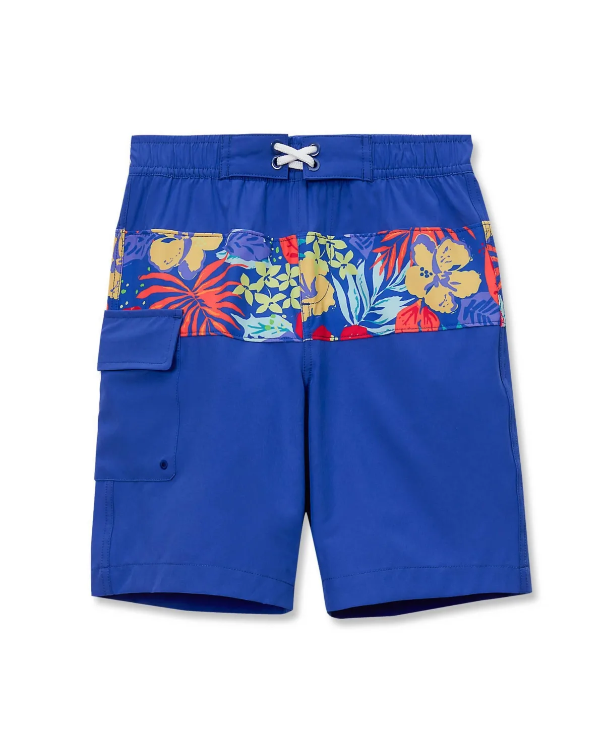 Chlorine Resistant Stretch Print Blocked Hydroliner Board Swim Trunks by Lands' End