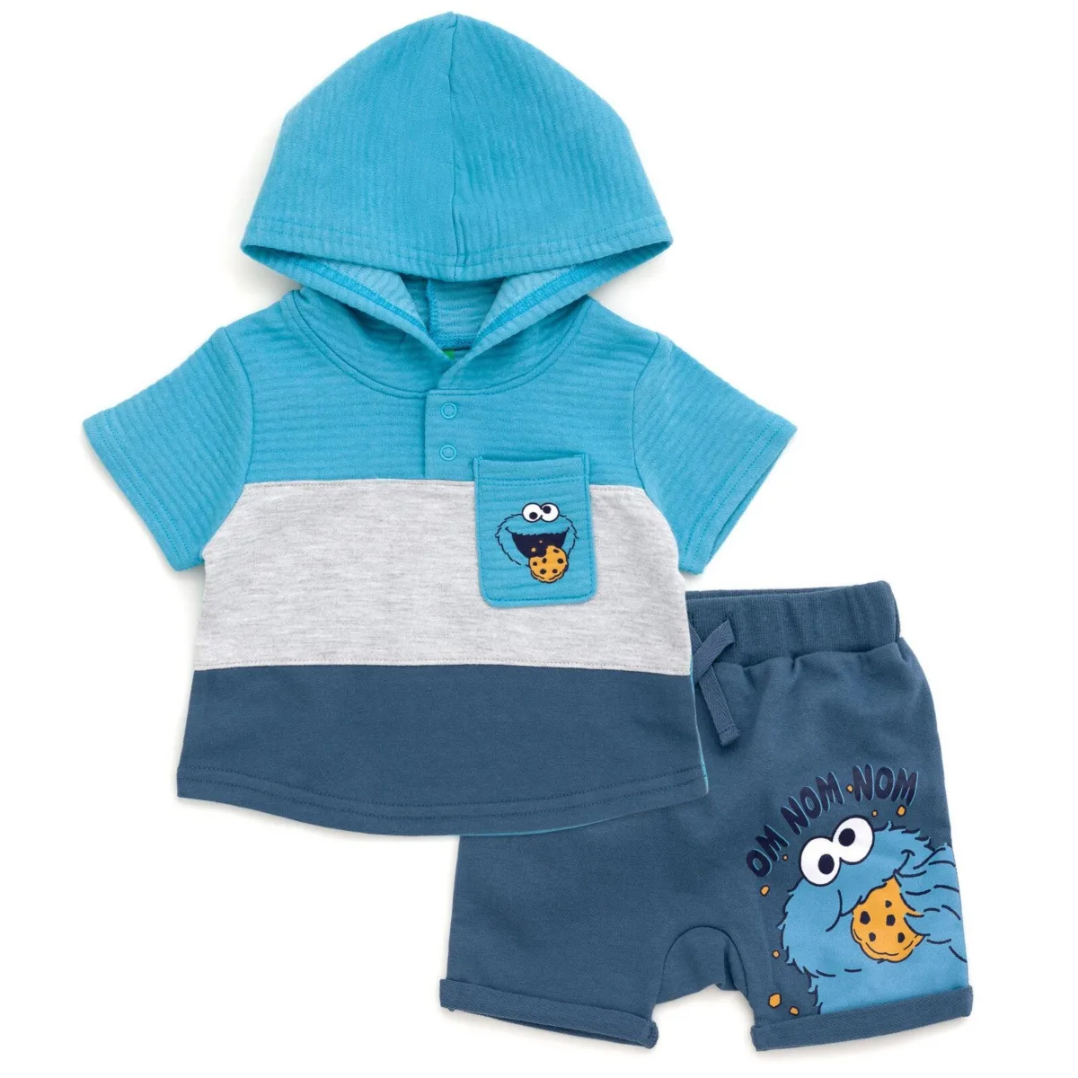Cookie Monster Pullover Hoodie and French Terry Shorts by Sesame Street