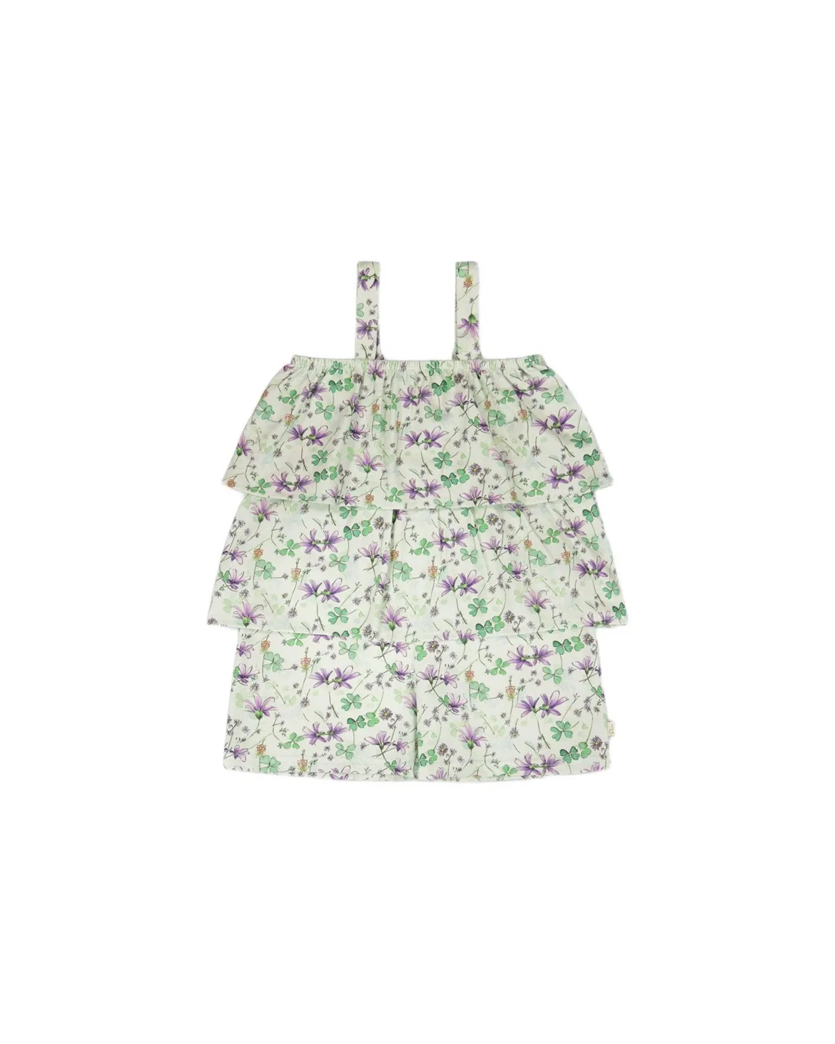 Jersey Romper with Tiers Printed Flowers by Deux Par Deux