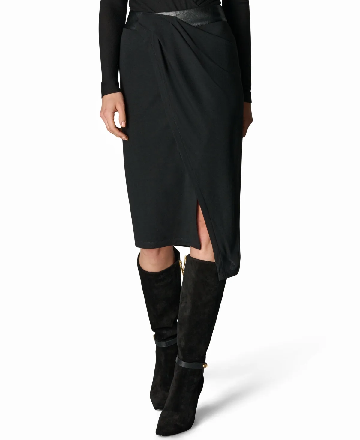 Mixed-Media Wrap Midi Skirt by Donna Karan New York