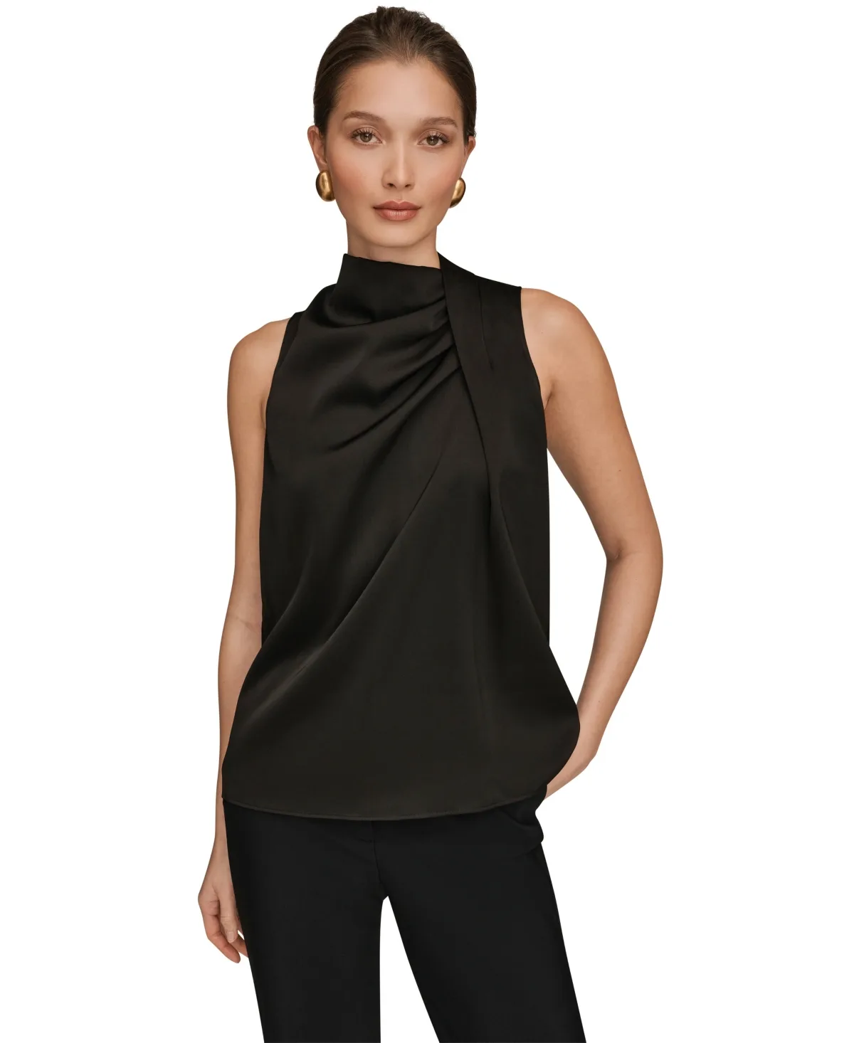 Sleeveless Twist-Front Drape Blouse by Donna Karan New York