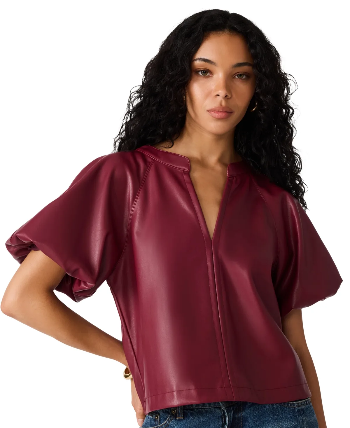 Cecila Henley Short-Sleeve Top by Steve Madden