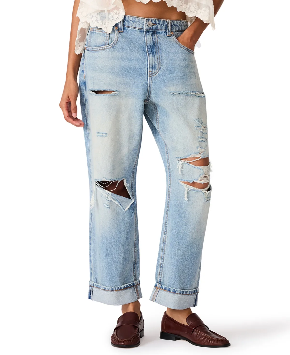 Low-Rise Boyfriend Jeans by Steve Madden