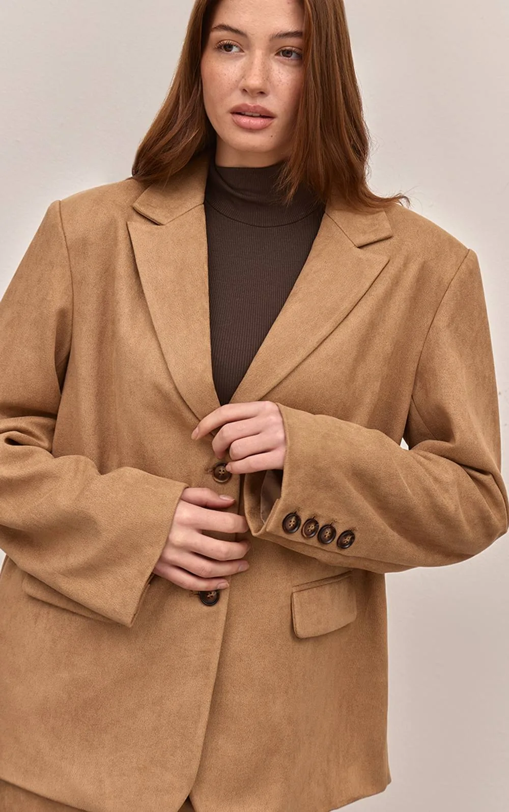 Suede Oversized Dad Blazer Co-Ord by PrettyLittleThing