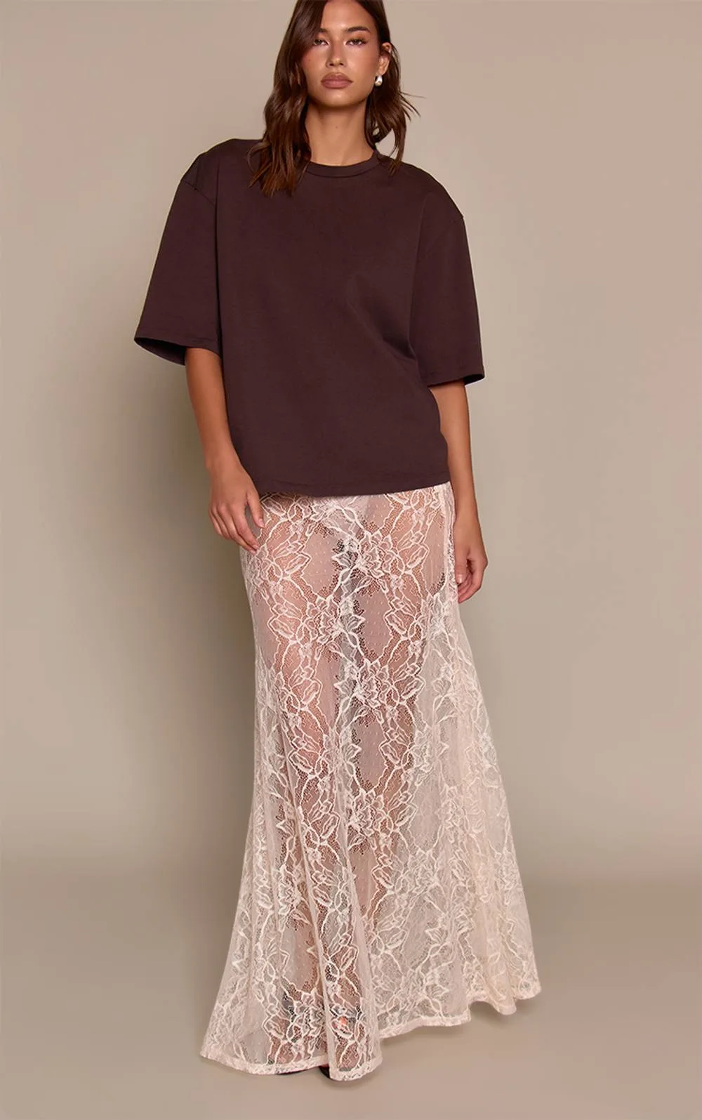 Sheer Lace Maxi Skirt by PrettyLittleThing