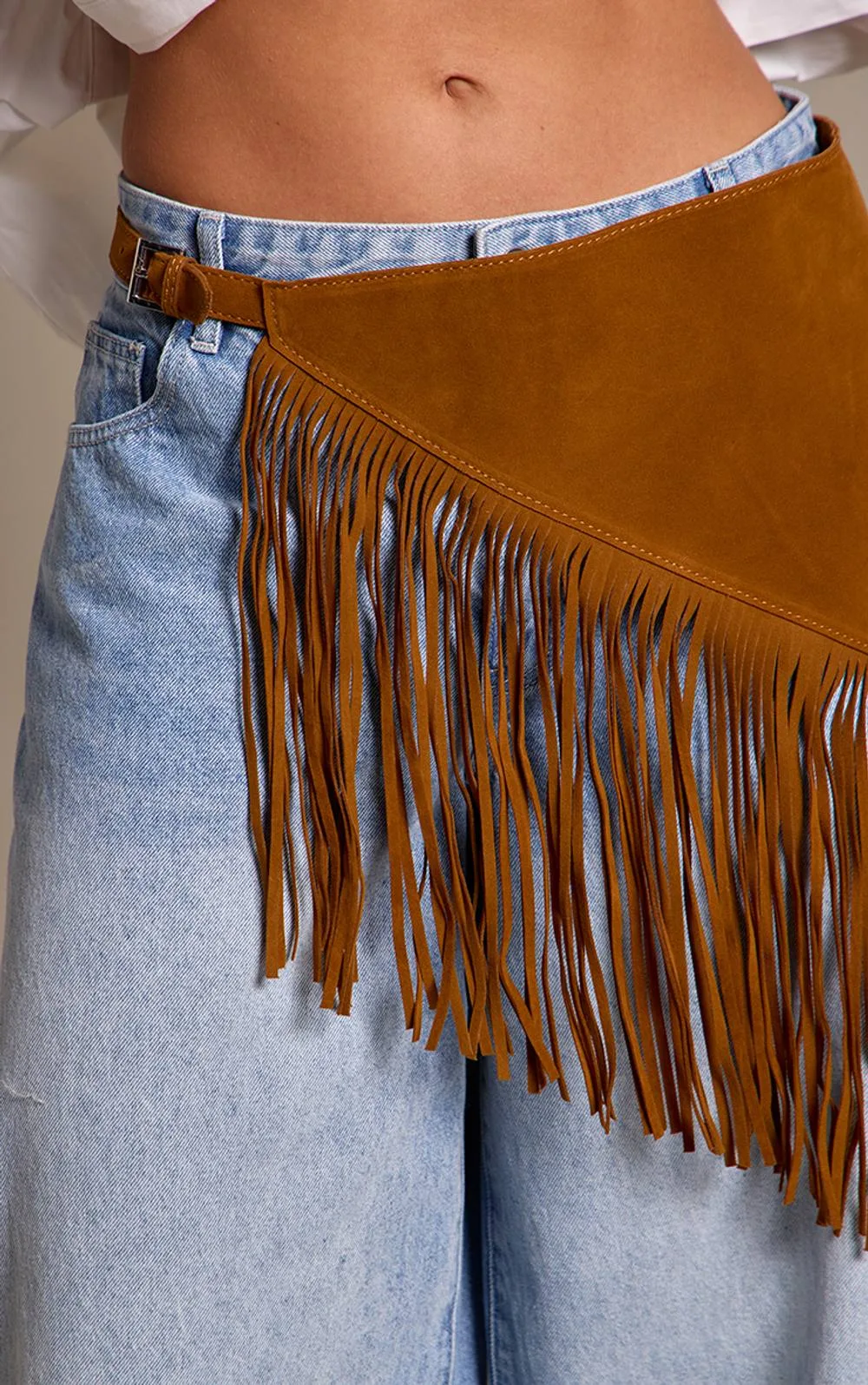 Faux Suede Fringe Waist Belt by PrettyLittleThing