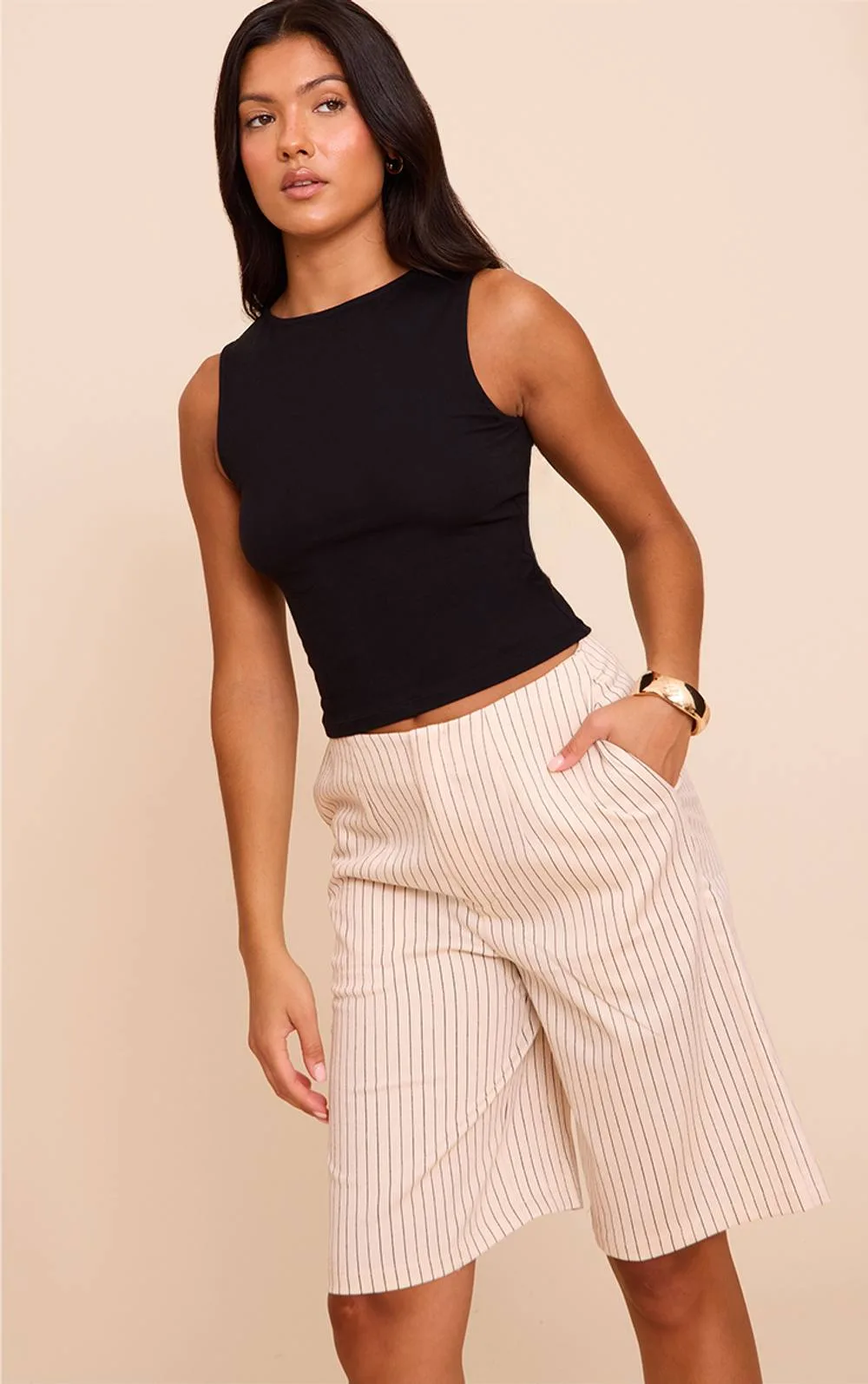 Pinstripe Lightweight Longline Shorts
