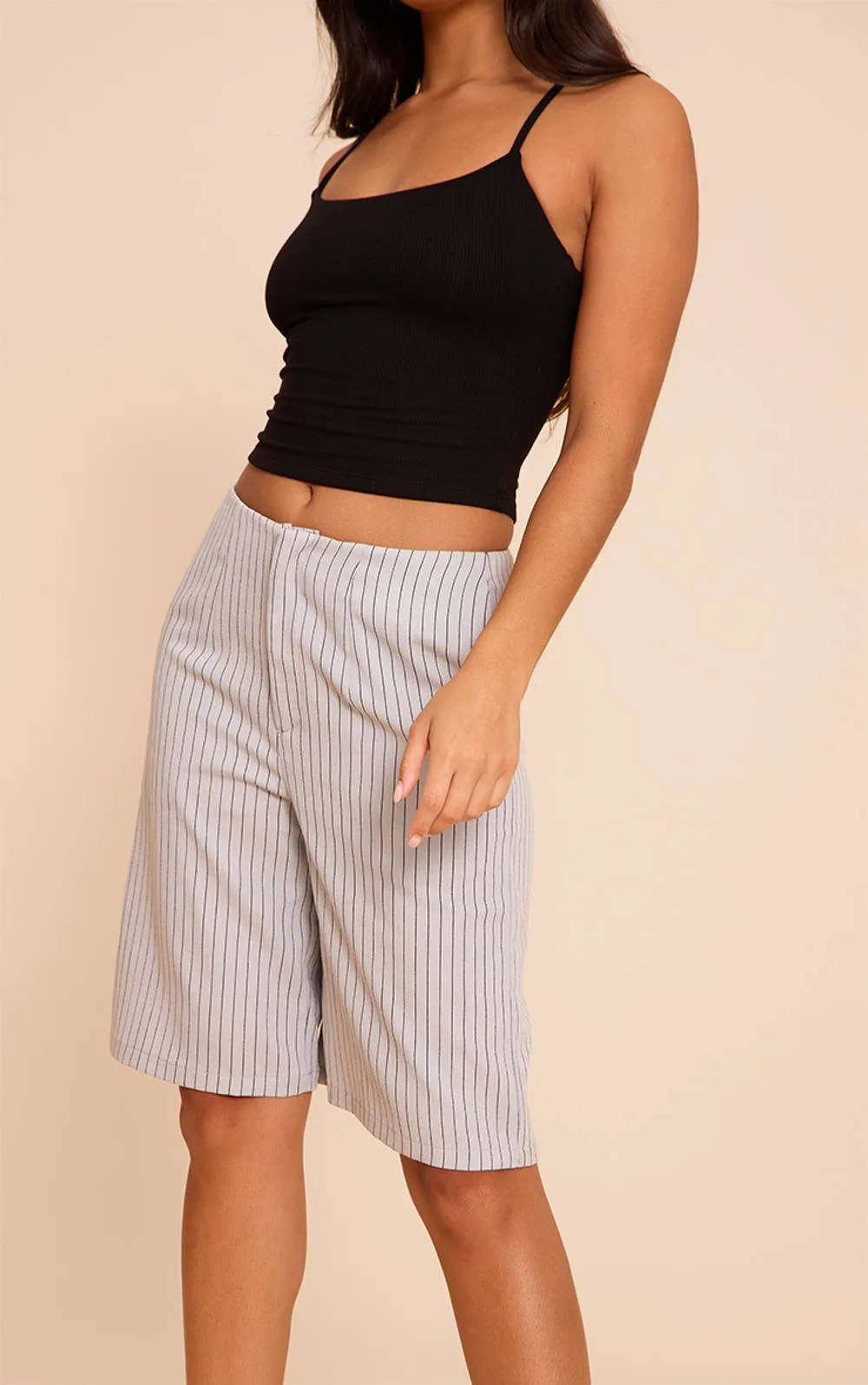 Pinstripe Lightweight Longline Shorts by PrettyLittleThing