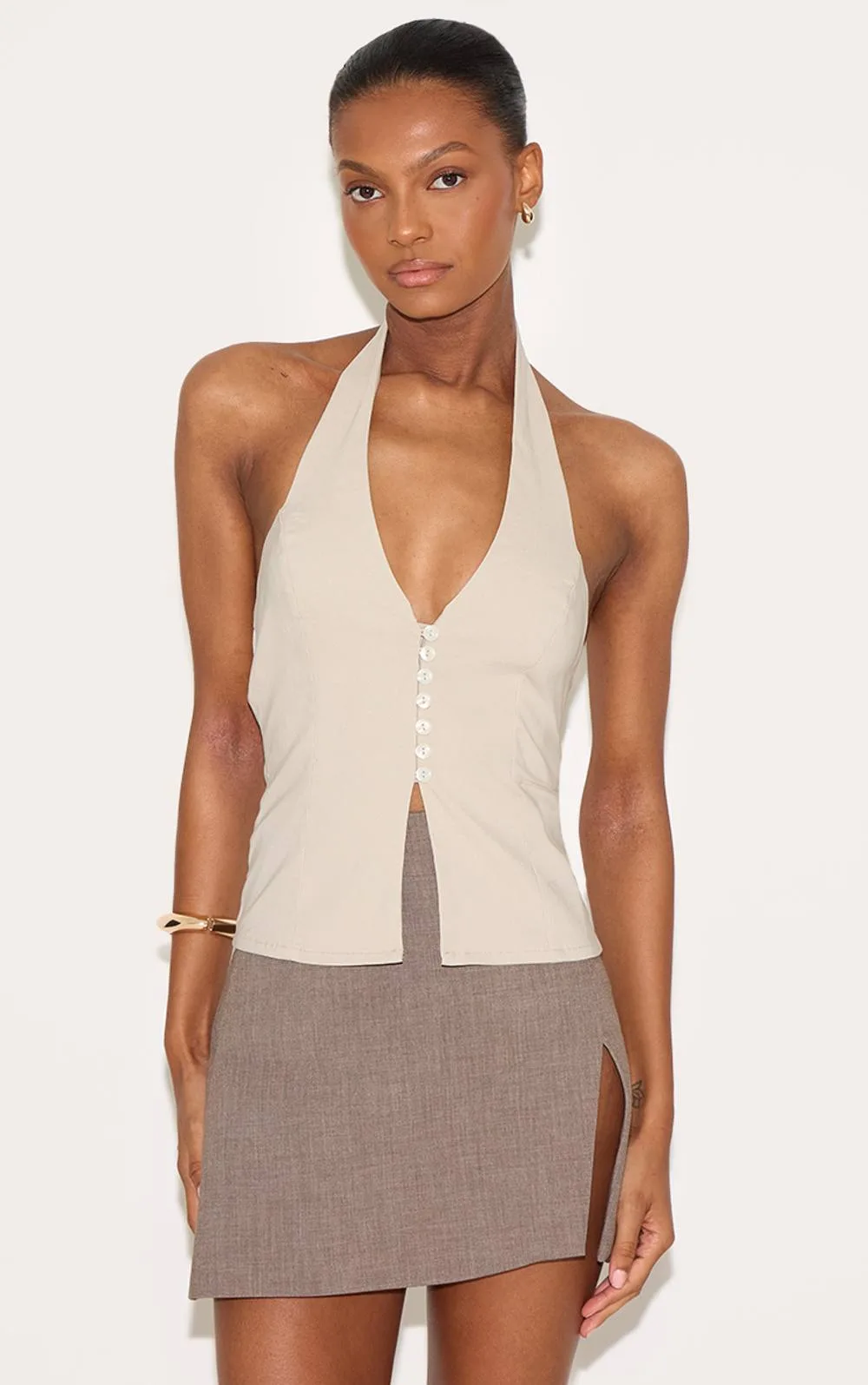 Bengaline Button Up Halterneck Long Top