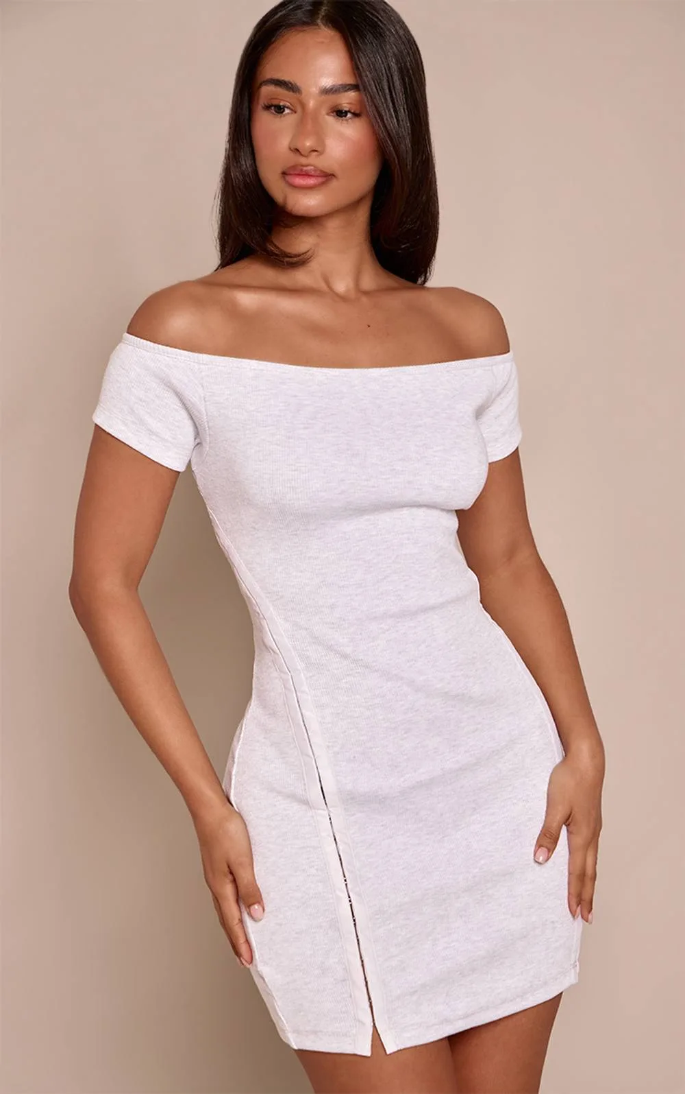 Seam Front Bardot Mini Dress by PrettyLittleThing