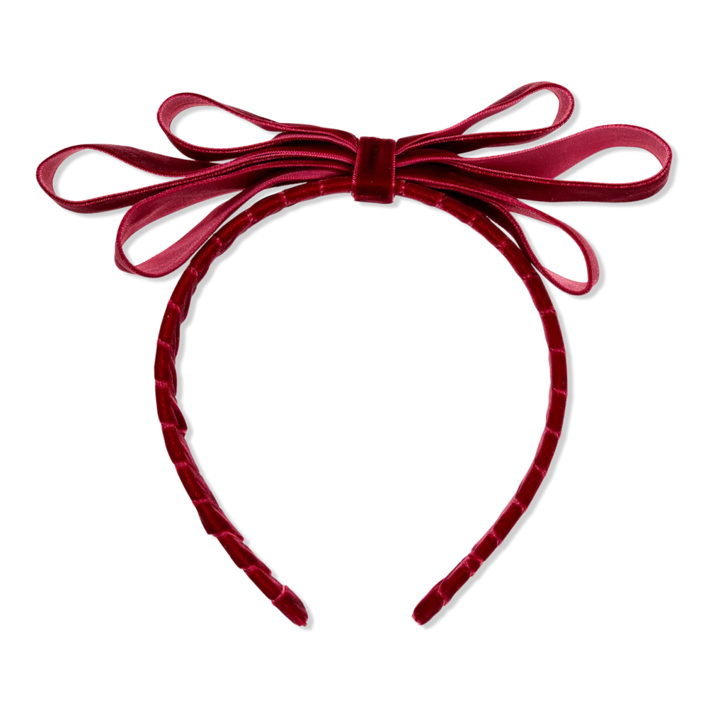 Red Velvet Bow and Fabric-Wrapped Headband by Conair Accessories