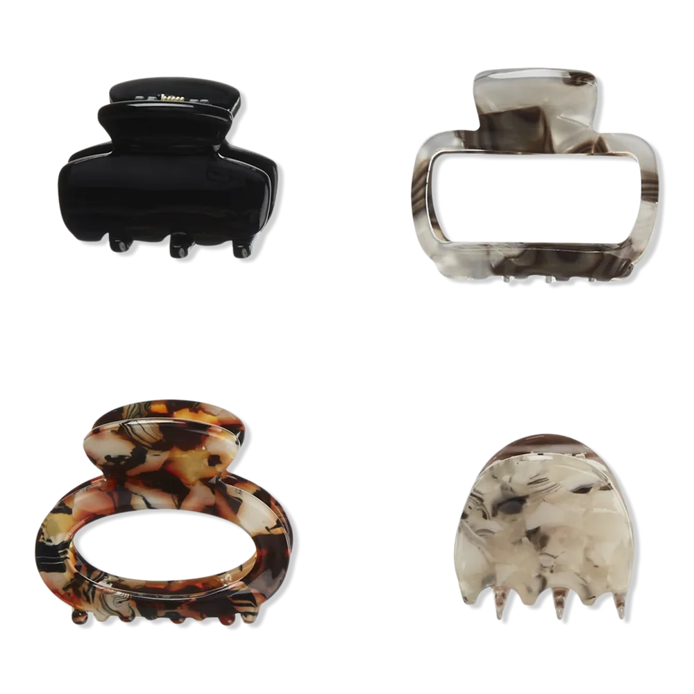 4 Pack Mixed Tortoise/Black Claw Clips by Conair Accessories