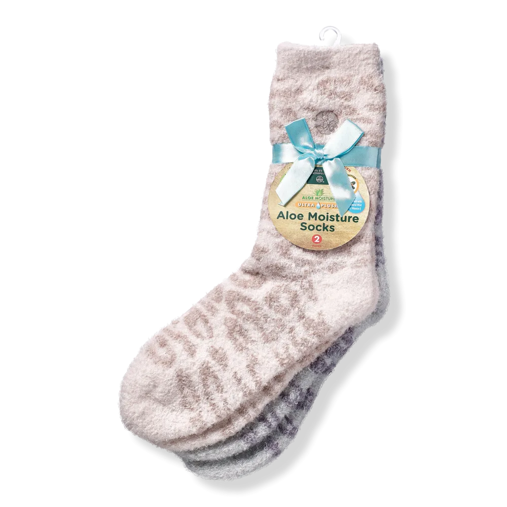 Leopard Aloe Moisture Luxury 2 Pack Socks by Earth Therapeutics