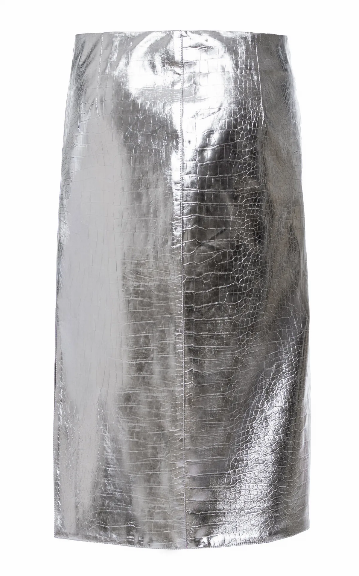 Croc-Embossed Faux Leather Knee-Length Skirt by DES_PHEMMES